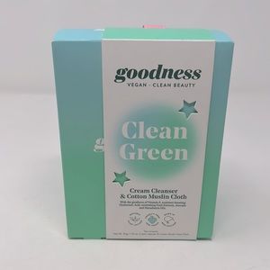 Goodness Clean Green Vegan Cream Cleanser & Cotton Muslin Cloth